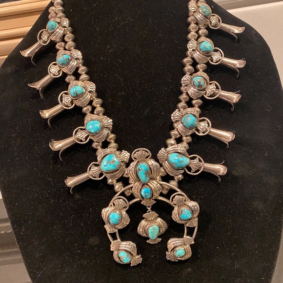 HOST PICK! 1970’s Museum Quality Navajo & Zuni Squash-blossoms Silver Necklaces - Picture 10 of 11